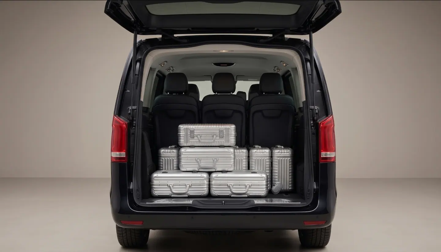 Mercedes-Benz V-Class / Vito or similar luggage compartment with suitcases